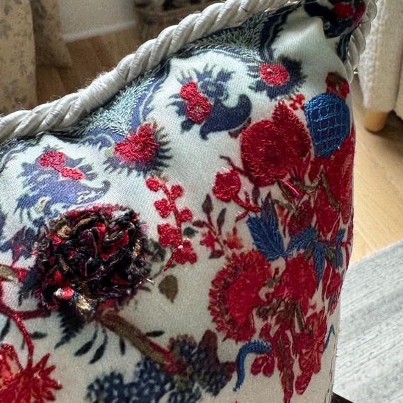 Tree of Life Hand Embroidered Silk Pillows from India Set of 2 - Picture 5 of 7